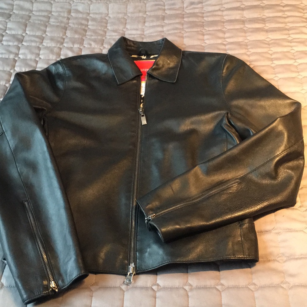 Black little Isaac Mizrahi leather jacket